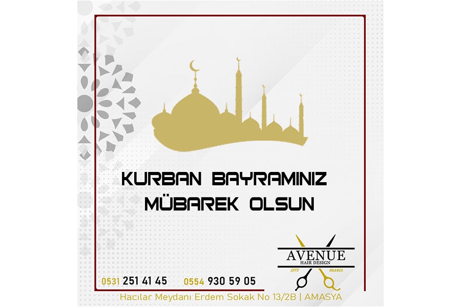 Avenue Kuaför, Avene Hair Design, Kurban Bayramı Gönderisi Tasarımı, sosyal medya yönetimi amasya