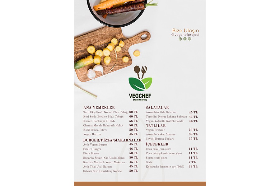 VEGCHEF Menü Tasarımı, menü tasarımları, vegan, restoran