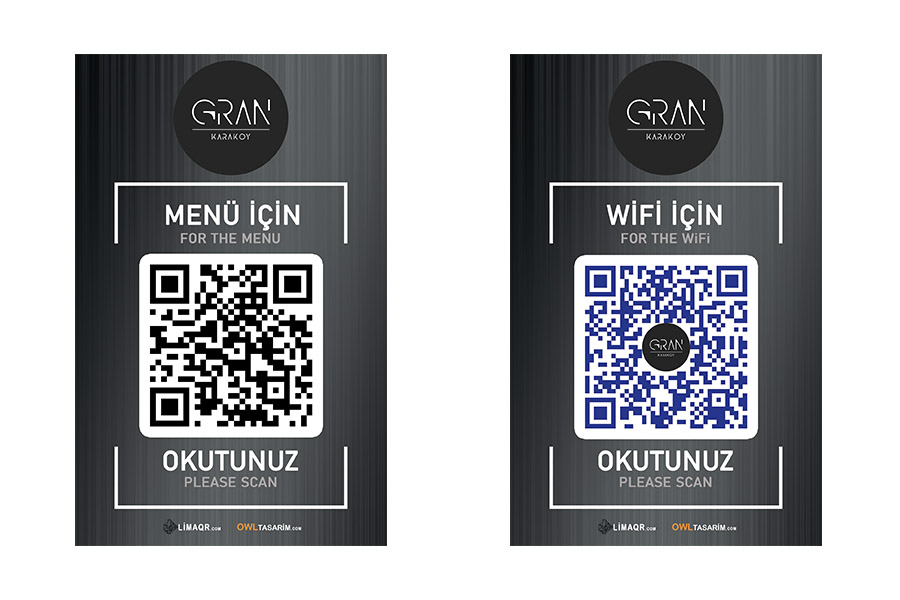 Gran | Karaköy için karekodlu masa menüsü tasarımı.
