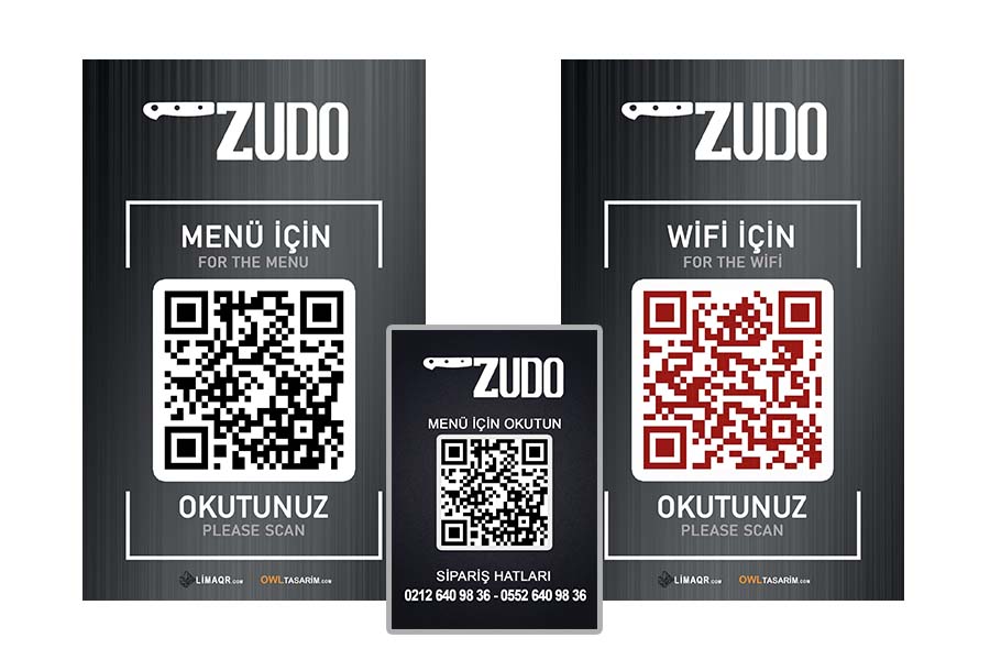 ZUDO et Bayrampaşa çin karekodlu masa menüsü ve magnet tasarımı.