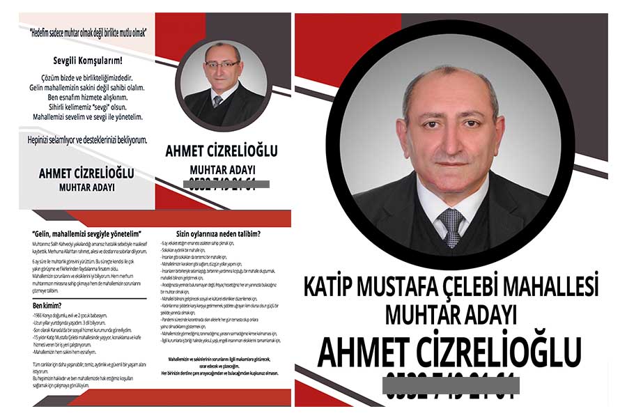 Ahmet Cizrelioğlu muhtar broşürü ve afişi tasarımı