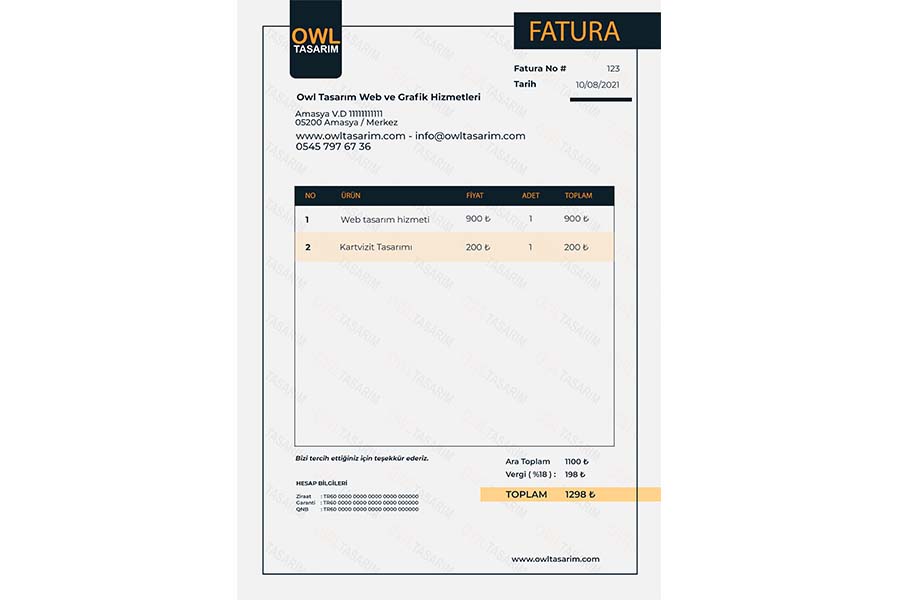 fatura örnekleri