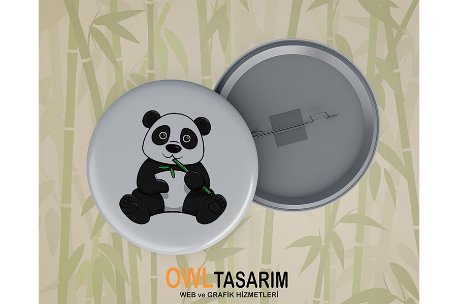 sevimli pandalı rozet tasarımı