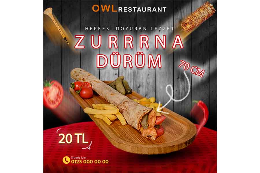 Zurna dürüm sosyal medya paylaşımı tasarımı